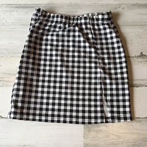 Shein Black And White Gingham Stretchy Skirt